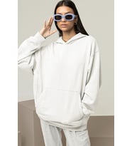 Oversize Unisex Baskısız Basic Hoodie