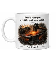 Demirciye Kaynak Gözlüğü Kıvılcımlar Örs Üzerinde Dövme Kupa Hediye Bardak