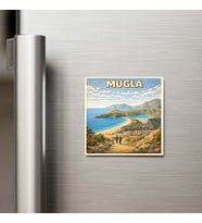 Muğla Şehri - Pop-Art Travel - 9x9 cm Buzdolap Magneti