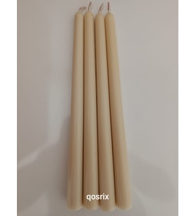 qosrix 4'lü Krem Şamdan Soya Mumu 1. Kalite Soya Doğal Pudra Kokulu Uzun Çubuk Konik Mum Dekoratif