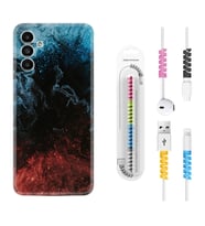 Samsung A23 A31 A32 A50 A51 A52 A53 A70 Kılıf Kablo Koruma Spiral Silikon Red Blue Black Abstact 1386
