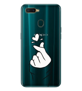 Oppo A5S/AX7/A12 Uyumlu Kalp Desenli Şeffaf Telefon Kılıfı