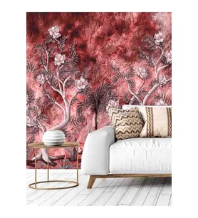 Dreamwall Vintage Çiçekler Ve Taş Duvar Desen Sağlıklı Tekstil Duvar Kağıdı (Çok Renkli)