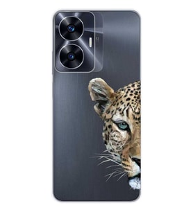 Realme C55 Uyumlu Kaplan Desenli Şeffaf Telefon Kılıfı