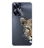 Realme C55 Uyumlu Kaplan Desenli Şeffaf Telefon Kılıfı