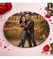 BK Gift Kişiye Özel Sevgili Karikatürlü Yuvarlak Puzzle 20x20cm -2, Sevgililer Günü Hediyesi, Sevgiliye Hediye