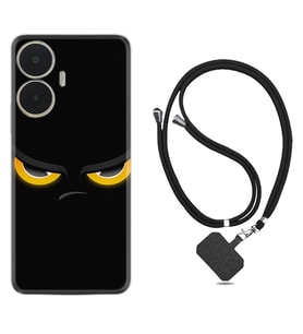 Realme C55 Kılıf Silikon Boyun Askılı İpli Desenli Silikon Black Eyes 1644