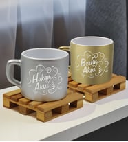 BK Gift Kişiye Özel İsimli 2’li Gümüş ve Gold Renkli Middle Çay & Kahve Fincanı-4, Arkadaşa Hediye, Sevgiliye Hediye