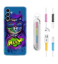 Samsung A23 A31 A32 A50 A51 A52 A53 A70 Kılıf Kablo Koruma Spiral Silikon Super Meow 1715