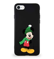 Apple iPhone 7 Soft Premier Kapak Mickey Mouse-G Tasarımlı Silikon Kılıf - Siyah (Şeffaf)