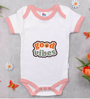 BK Kids Good Vibes Tasarımlı Pembe Bebek Body Zıbın-1