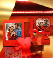 Sevgiliye Özel İnstagram Çerçeve & Love Fotoğraflı Kar Küresi  & Kalp Led Işık Hediye Seti