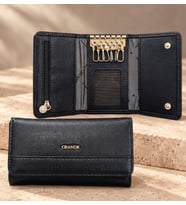 %100 Hakiki Deri 6 Kancalı Fermuarlı Çıt Çıt Kapamalı Anahtarlık 10,5 / 6,5 cm