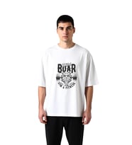 Erkek Oversize Tişört Vahşi Ayı Grafik Baskı Gym Fitness Kulübü Temalı Rahat Kesim Günlük Modern