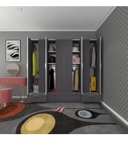Kenzlife gardırop 8 kapılı 4 çekmeceli zambak 182*200*42 gri kapaklı gardolap dolap (Karışık)