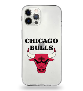 Apple iPhone 12ProMax Uyumlu Kamera Korumalı Tıpalı Kapak Chicago Bulls Tasarımlı Şeffaf Kılıf