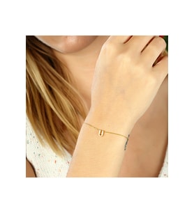 AZURİS 925 AYAR GÜMÜŞ ÜÇ BOYUTLU HARF BİLEKLİK (Gold)