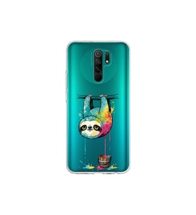 Redmi 9 ile Uyumlu Splash Tembel Hayvan Tasarımlı Şeffaf Silikon Kılıf