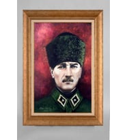 Altın Varaklı Paspartulu Çerçeveli Atatürk Tablo sd833