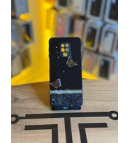 Redmi Note 9 Pro Uyumlu Kelebek Figürlü Simli Parlak Telefon Kılıfı (Siyah)