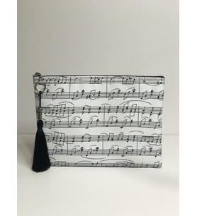 Beyaz Nota Clutch Çanta