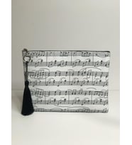 Beyaz Nota Clutch Çanta