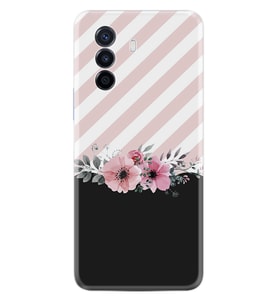 Huawei Nova Y70 Y90 Nova 9 SE  Kılıf Desemli Silikon Strip Pink Flowers 1396
