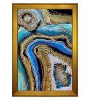 Soyut Şekiller Motifli Kanvas Tablo 80 x 110 cm Gold Çerçeve