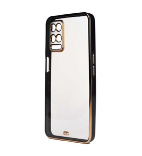 Oppo A54 4G Kılıf Köşeli Gold Şeffaf Kapak (Siyah)