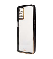 Oppo A54 4G Kılıf Köşeli Gold Şeffaf Kapak (Siyah)