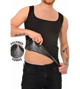 Hot Power Polymer Erkek Termal Atlet Sauna Terletme Zayıflama Spor Polymer Termal Erkek Atlet (Siyah)