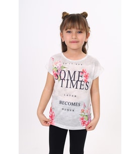 Toontoy Kız Çocuk Sometimes Baskılı Tişört (Siyah)