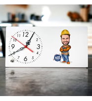 Tamirci Ustası Erkek Karikatürlü Şık Masa Saati