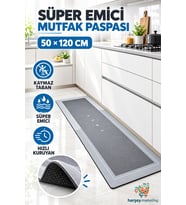 Büyük Boy Sihirli Su Emici Tabanlı Uzun Paspas 50 x 120 Cm Süper Emici Kaymaz Tabanlı Uzun Paspas Mutfak Paspas 1 Adet Kapı Önü Paspası