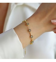Nazar Boncuklu Gold Gümüş Bileklik