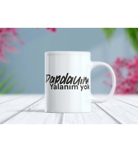Dardayım Yalanım Yok Şarkı Sözü Baskılı Kupa - Arabesk Kupa (Beyaz)