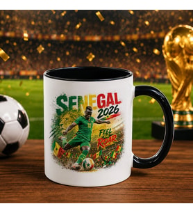 BK Gift Senegal Taraftar Temalı 2026 Dünya Kupası Tasarımlı Siyah Kupa Bardak