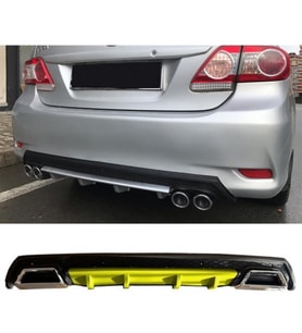 Toyota Corolla E170 Sarı Difüzör Çiftli Kare Egzoz Görünümlü D Tip Difizör 2012-2019