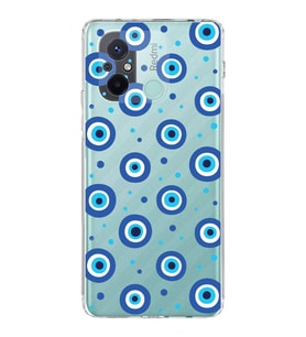 PrintiFy Xiaomi Redmi 12C ile Uyumlu 1mm Slim Fit Nazar Boncuğu 1 Baskılı Şeffaf  Kılıf