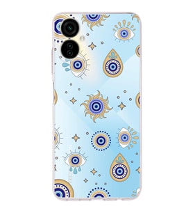 PrintiFy Tecno Camon 19 Neo ile Uyumlu Nazar Boncuğu 5  Kamera Korumalı Şeffaf Silikon Kılıf