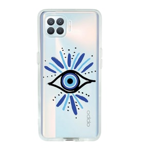 Oppo Reno 4 Lite Uyumlu Nazar Göz Desenli Şeffaf Telefon Kılıfı