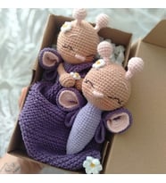 Hoşgeldin Bebek Kız Bebek Amigurumi İkili Kelebek Uyku Arkadaşı ve Kelebek Çıngırak