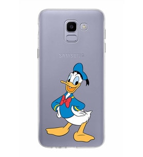 Samsung Galaxy J6 Kapak Donald Duck Tasarımlı Şeffaf Silikon Kılıf
