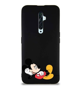 Oppo Reno 2Z Soft Premier Kapak Mickey Mouse-F Tasarımlı Silikon Kılıf - Siyah (Şeffaf)