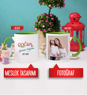 Çocuk Gelişimi Uzmanı Kupa Bardak Yeşil Fotoğraflı