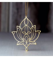 24 Ayar Has Altın Kaplama Lotus Çiçeği Gümüş Kolye