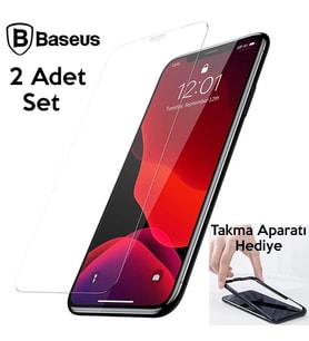 Baseus İPhone 11 Pro- X-XS 0.3mm Ful Tempered Cam Ekran Koruyucu 2 Adet Set-(5775) - OVRLAU1794-61
