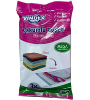 Vindex Vakumlu Giyisi Yastık Yorgan Saklama Torbası Poşeti Hurç - Mega - 100x130 Cm. - 1 Paket