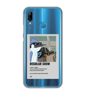 Huawei P20 Lite Uyumlu Regular Show Mordecai ve Rigby Desenli Şeffaf Telefon Kılıfı