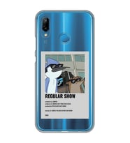 Huawei P20 Lite Uyumlu Regular Show Mordecai ve Rigby Desenli Şeffaf Telefon Kılıfı